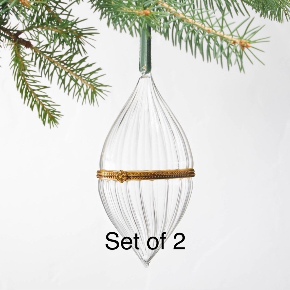 Target Hearth & Hand w/ Magnolia Glass & Brass Fillable Fluted Tear Ornament